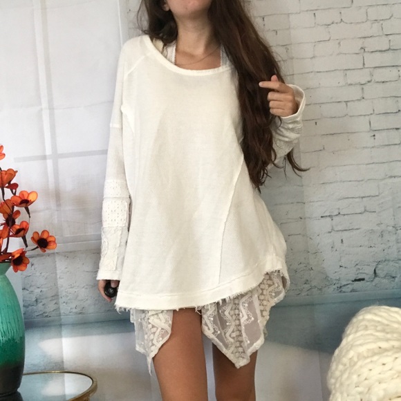 Free People Sweaters - Free People crochet sleeve pullover
